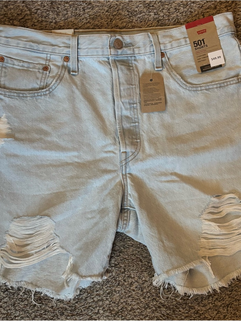 Levi's Light Blue Distressed Women's Relaxed Shorts